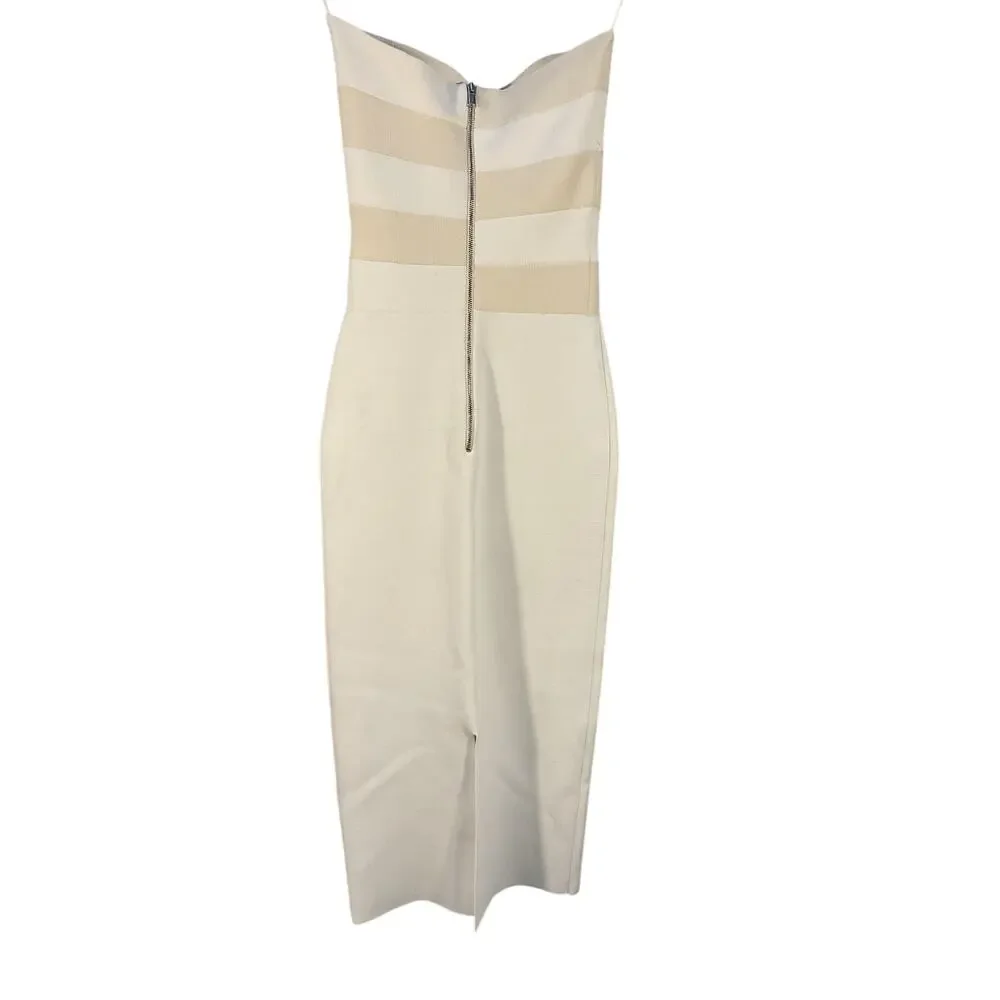 Dion Lee Strapless Cream Interlocking Weave Midi Dress Size S - Picture 3 of 6